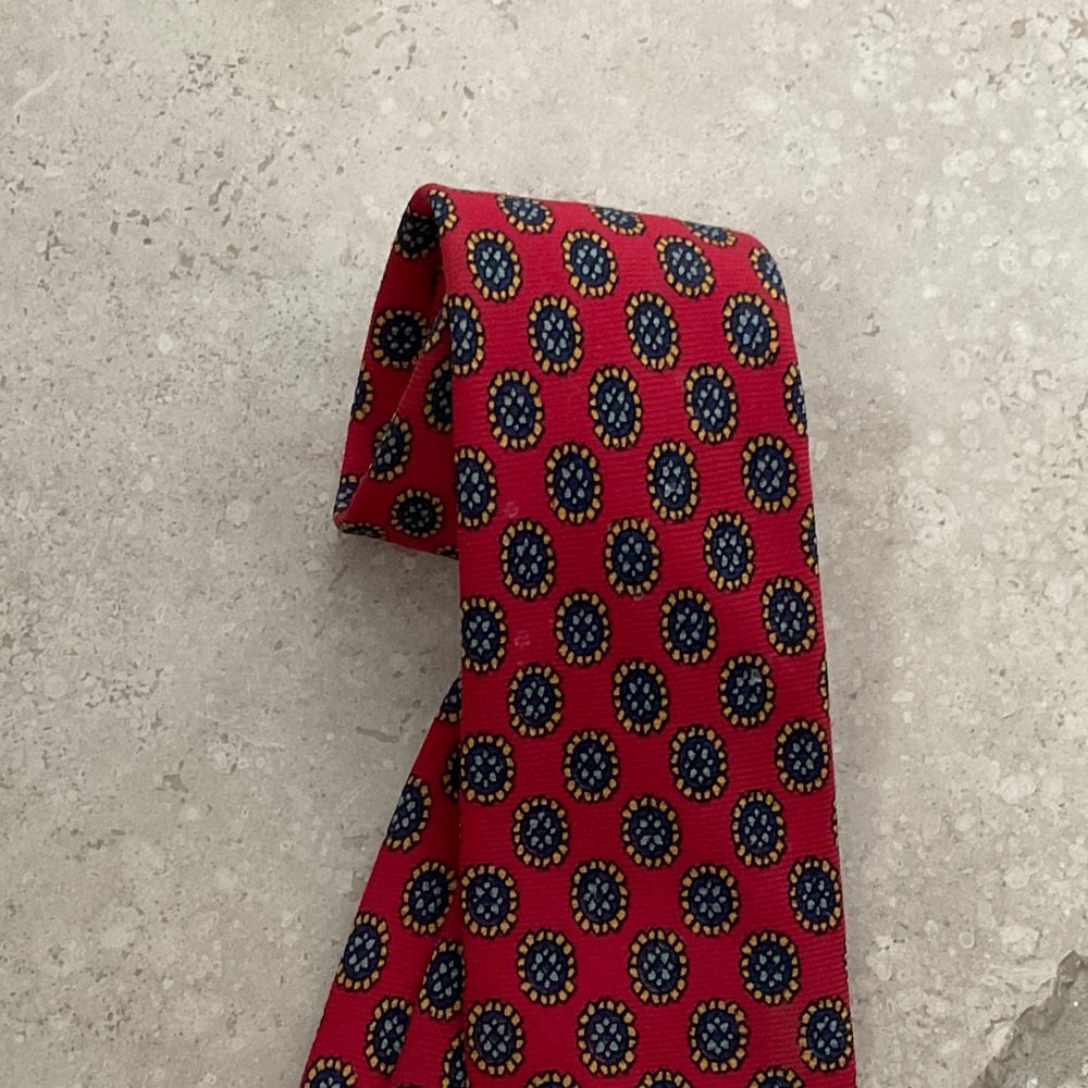 Vtg The Country‎ Squire Princeton NJ Red Geometric Silk Necktie Mens - Picture 4 of 6